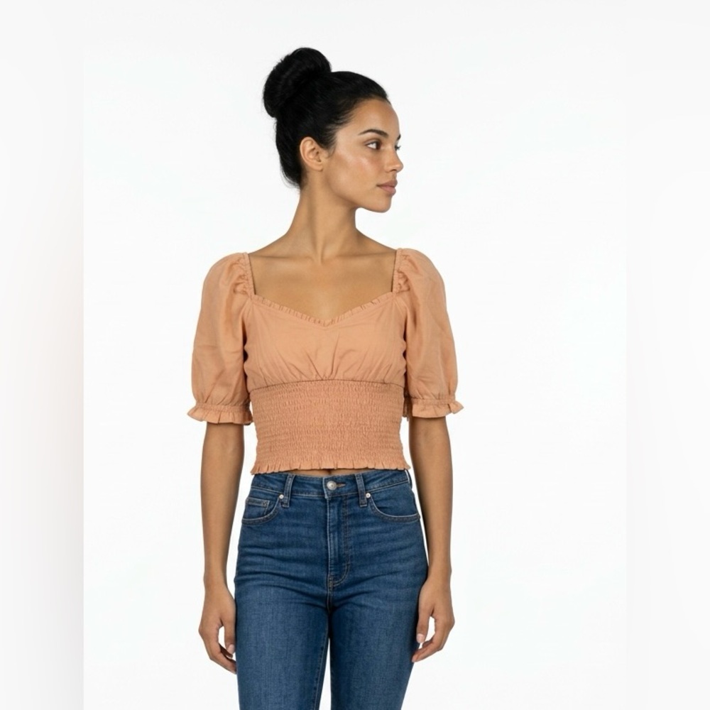 Abercrombie & Fitch Peach Smocked Crop Top